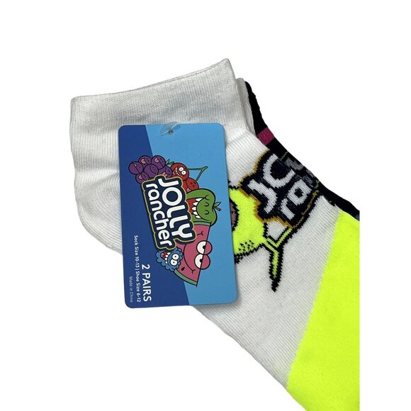 Candy Fruit Print Socks Neon Graphic Ankle 2 Pair Fun Colorful Gift - Picture 2 of 4